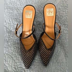 DV Dolce Vita Elleganza Black Mesh Heels with Crystals